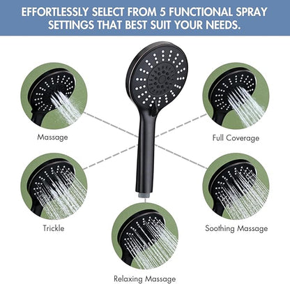 Adjustable Shower Slide Bar with 5-Function Handheld Shower Head, Stainless Steel Drill-free Mounted Slide Bar Combo with Extra Hose (Oil Rubbed Bronze)