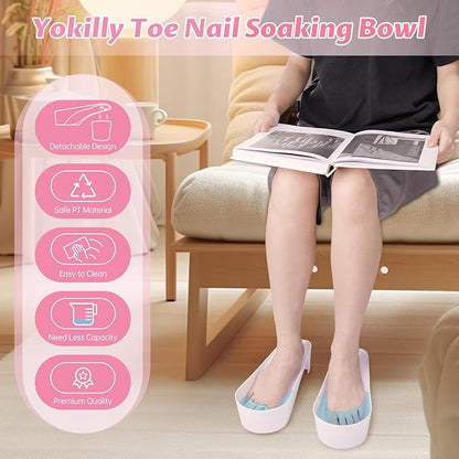 Yokilly Toe Nail Soaking Bowl, 2 PCS Toenails Soak Off Bowl, Shoe Design Foot Bath Soak Tub Bowl, Acetone Proof Pedicure Foot Spa Nail Soaker Bowl for Soak Off Dip Powder Gel Polish Remover (White)