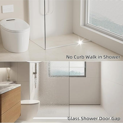 67 Inch Selfadhesive Shower Threshold Water Dam Barrier Silicone Waterproof Shower Dam Water Stopper Bathroom and Kitchen Water Seal Strip Guard for Dry and Wet Separation(Transparent)