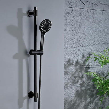 Adjustable Shower Slide Bar with 5-Function Handheld Shower Head, Stainless Steel Grab Slide Bar Combo with Extra Hose (Oil Rubbed Bronze)