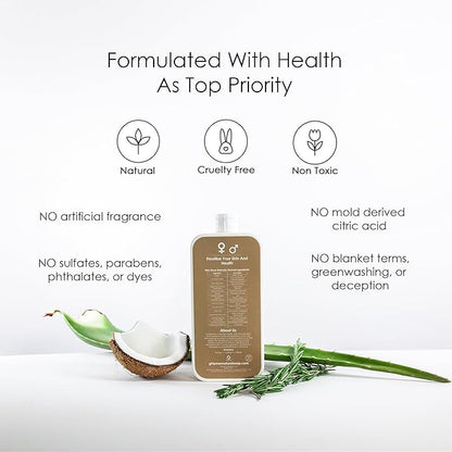 GirlyMan Natural Body Wash - Made with Olive Oil & Aloe Extract, No Artificial Fragrance, PH Balanced, Gentle Formula, Nourishing Ingredients, Family Owned (Rosemary Tea Tree)