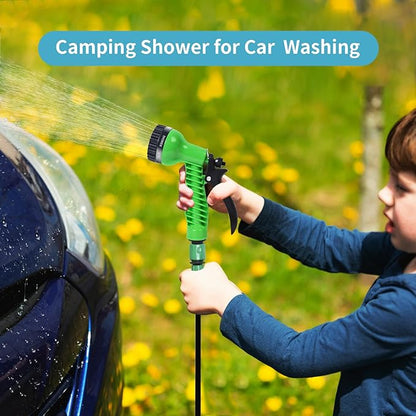 Portable Shower Blue 8L with 7 Spray Modes, Hand Press with Removable Hose and Shower Head