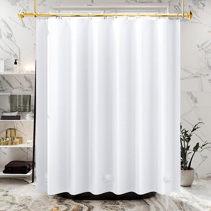 AmazerBath Plastic Shower Curtain 84 Inches Long, 72 x 84 White Weighted Extra Long Shower Curtain, PEVA Heavy Duty Tall Bathroom Curtains with 3 Big Clear Weighted Stones and 12 Grommet Holes