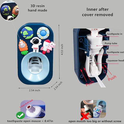 Automatic Kid Toothpaste Dispenser for Shower,Toothpaste Squeezer for Kids & Family, is Wall Mounted Bathroom Decor by Mr. Thumbs (1pc,Astronaut #2)