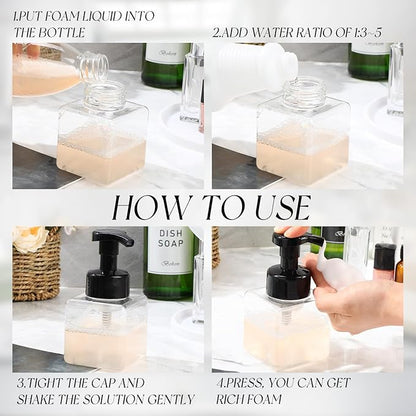 Domensi 24 Pcs Foam Pump Bottle Foaming Soap Dispenser Empty Travel Foaming Dispenser 8.5 oz Refillable Hand Soap Plastic Pump Bottle Travel Clear Container for Bathroom Vanities (Black)