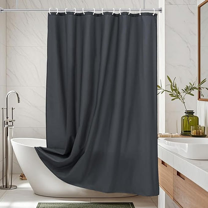 AooHome Standard Shower Liner, Solid Polyester Fabric Solid Shower Curtain Liner for Hotel with Hooks, Water Repellent, Weighted Hem, Charcoal, 72x72 inch