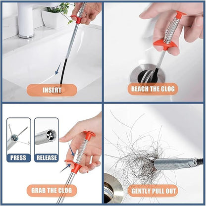 Drain Snake,33 inch Flexible Claw Grabber Tool,Drain Clog Remover - Snake Drain Hair Removal Tool for Home Sink, Bathroom Tub,Drain, Toilet, Tight Spaces