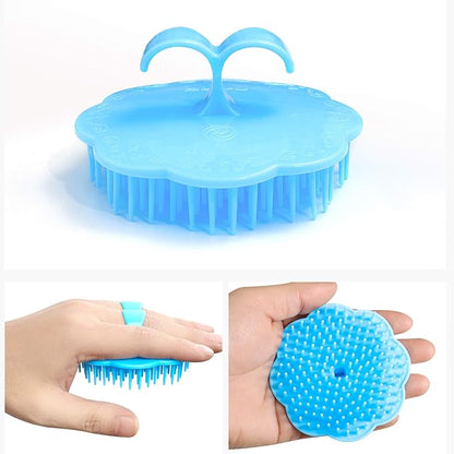 2Pack Hair Scalp Exfoliator Brush Dandruff Cleaning brush, Flexible Scalp Massager, Shower Shampoo Brush for Home, Office, Travel and Pets-Pink/Blue