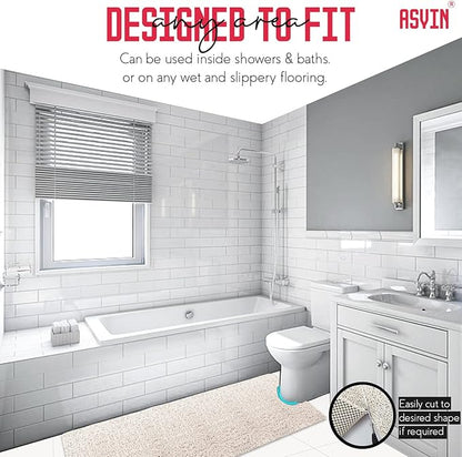 Asvin Soft Textured Bath, Shower, Tub Mat, 24x16 Inch, Phthalate Free, Non Slip Comfort Bathtub Mats with Drain, PVC Loofah Bathroom Mats for Wet Areas, Quick Drying