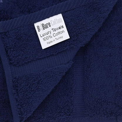 Luxury Hotel & Spa Quality, Quick Dry 100% Turkish Cotton 700 GSM, Eco Friendly Towel, for Bathroom Dobby Border Soft Bath Towel Set 27 X 54 (Navy Blue, Bath Towels - Set of 2)