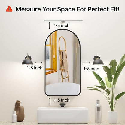 Arched Bathroom Medicine Cabinet with Mirror, No Assembly Needed, Recessed or Surface Mount Wall Storage Cabinet, Mirror Cabinet with Tissue Slot & 2X Magnifying Mirror (Black, 29.5"L x 15.7"W)