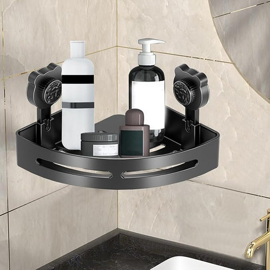 Corner Shower Shelf,No-Drill Wall-Mounted Bathroom Organizer With Hooks,Waterproof Storage Rack