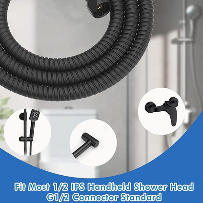 RUMOSE 118 inches Shower Hose Shower Head Extension Hose Extra Long Stainless Steel Shower Tube Attachment Flexible Handheld Shower Sprayer Hose, Matte Black