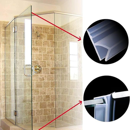 Frameless Soft Shower Door Sweep Seal Drip Rail, Glass Shower Silicone Door Seal Strip,Weatherproof Silicone Seal Fit for Glass (H Type, 8mm (5/16"))