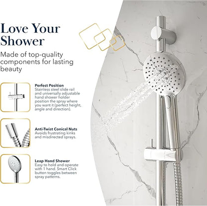 BATH ROYALE Handheld Shower Head, Detachable High Pressure & 3 Spray Modes, Chrome