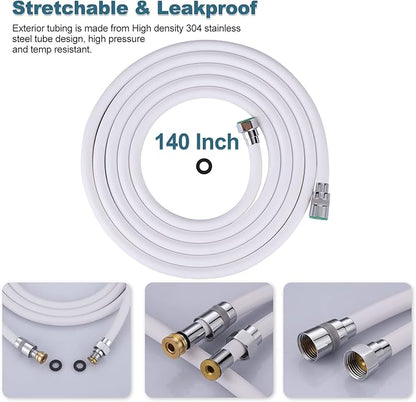 Aleasha Shower Hose, 140 Inches Extra Long Shower Head Hose Extension for Bathing Toilet Cleaning Dogs Bathroom Bathing White Handheld Shower Hose