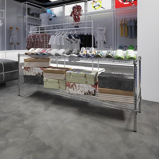 18" Deep x 72" Wide x 27" Height Wire Shelving Kit | 2-Tier | NSF Commercial Storage Rack Unit