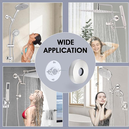 6 Inch Shower Arm with Flange and Stabilizer Bracket, Wall Mounted Shower Pipe Arm 304 Stainless Steel For Fixed Shower Head & Handheld Showerhead, Brushed Nickel