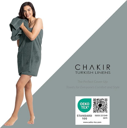 Chakir Turkish Linens |Hotel & Spa Quality 100% Cotton Premium Turkish Towels | Soft & Absorbent (Dark Gray, 6-Piece Towel Sets)