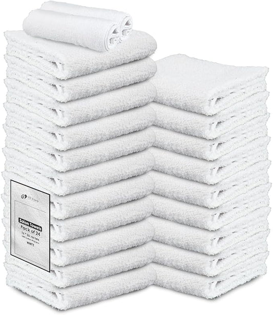 Hand Towels (Pack of 24) White Economy Towels Salon Towels - 100% Cotton Spa Towel – 16 x 27 Inches Highly Absorbable, Facial, Gym, Hair, Face Towel Bulk