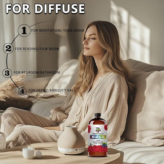 Rose Essential Oil (16 oz / 480 ml) – Rose Oils for diffusers, humidifiers, Home Baths, Cleaning Products, Yoga, DIY Soaps and DIY Scented Candles