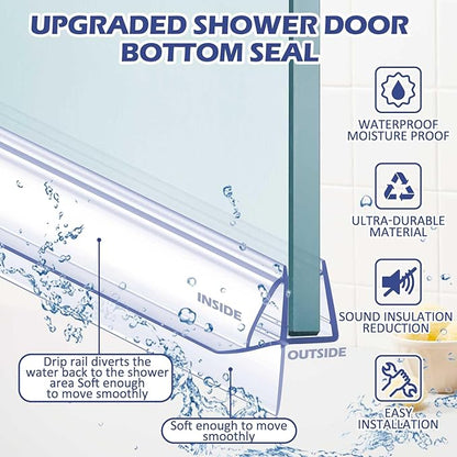 Frienda 4 Pcs Shower Door Bottom Seal 1/4" x 36'' Clear PVC Glass Door Sweep Shower Frameless Seal Strip for Replacement Stopping Leaks and Creating Water Barrier