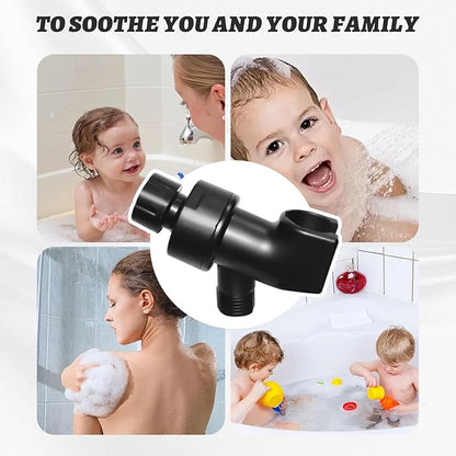 Plastic Shower Head Holder for Hand Held Showerhead Adjustable Shower Arm Mount for Connecting Shower Arm and Shower Hose，Premium ABS Bracket with Brass Swivel Ball Joint Connect (Black)