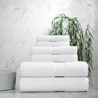 Aston & Arden Egyptian Wash Cloths - Pack of 6 - Oversized Ultra Soft Thick & Absorbent, 100% Ringspun Egyptian Cotton Bathroom Towel for Spa, Hotel, 600 GSM, 13 x 13 in, White