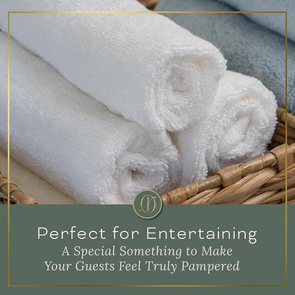 White Extra Large Washcloths Set of 6 Soft Body Cloths 13” x 13” 70% Viscose Derived from Bamboo, 30% Cotton Spa-Like Feel Silky for Skin Cleansing