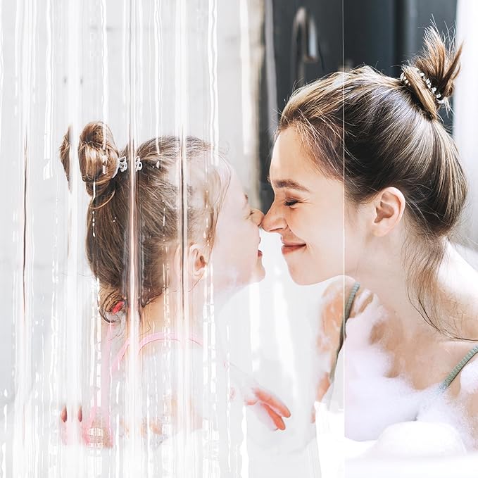 AmazerBath Shower Curtain Liner 2 Pack, 72 x 84 Inches PEVA Plastic Shower Liner with 3 Weighted Stones and 12 Rustproof Metal Grommet, Lightweight Waterproof Shower Curtain - Clear