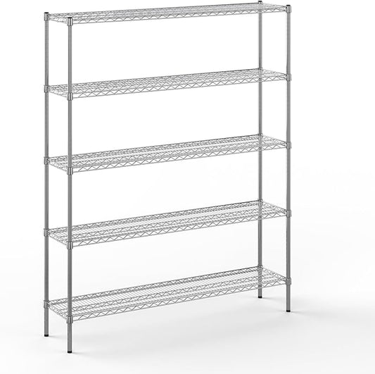 14" Deep x 60" Wide x 74" Height Wire Shelving Kit | 5-Tier | NSF Commercial Storage Rack Unit