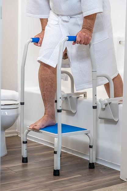 Step2Tub Shower Steps for Seniors - Bathtub Step in Assistance for Elderly - Adjustable, Non-Slip Step Stool with Handle for Elderly - Stainless Steel Bathtub Safety Step