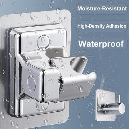 360° Adjustable Shower Head Holder, Handheld Shower Head Holder with Strong Adhesive, Waterproof, No Drill Wall Mount with Adhesive Hooks for Bathrooms, Heavy Duty Hooks for Walls