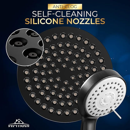 Shower Head With Handheld Combo, 6 Inch High Pressure Rainfall Showerhead With Hand Held 70 Inch Hose for Bath - Adjustable Swivel Shower Head Spray Anti-leak Nozzles - Universal Fit