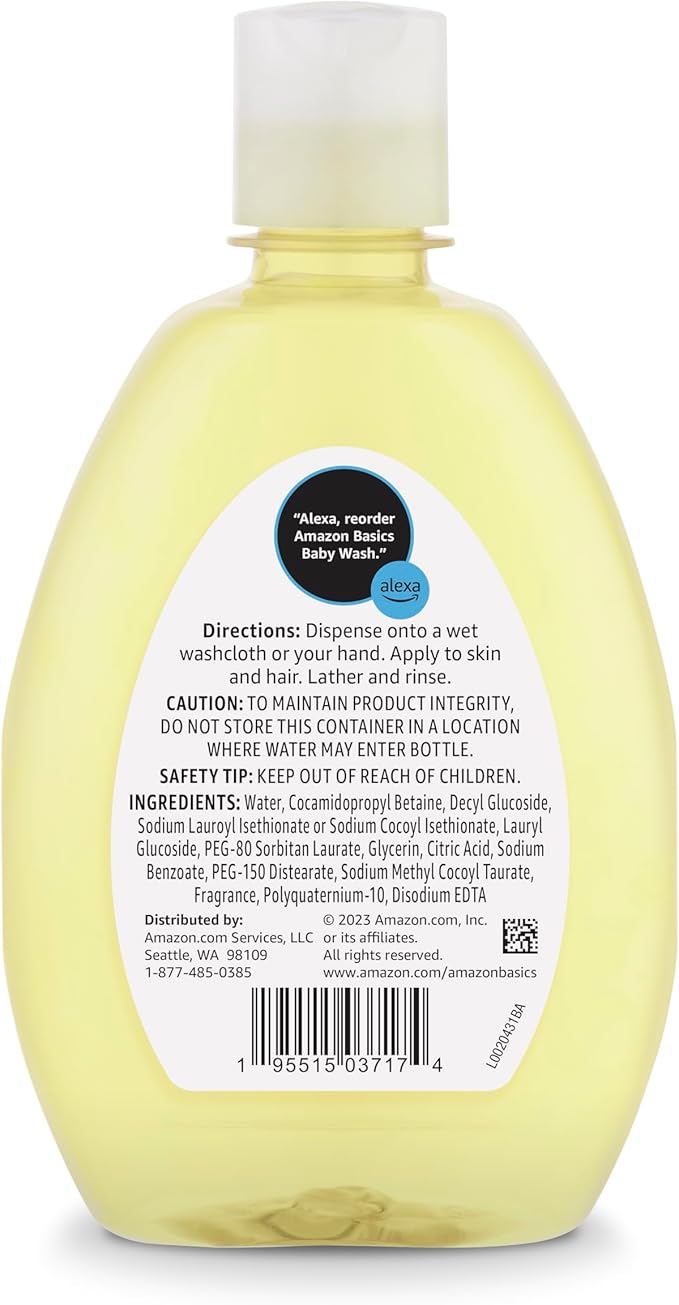 Amazon Basics Tear-Free Baby Hair and Body Wash, Lightly scented, 13.6 Fluid Ounce, 1-Pack