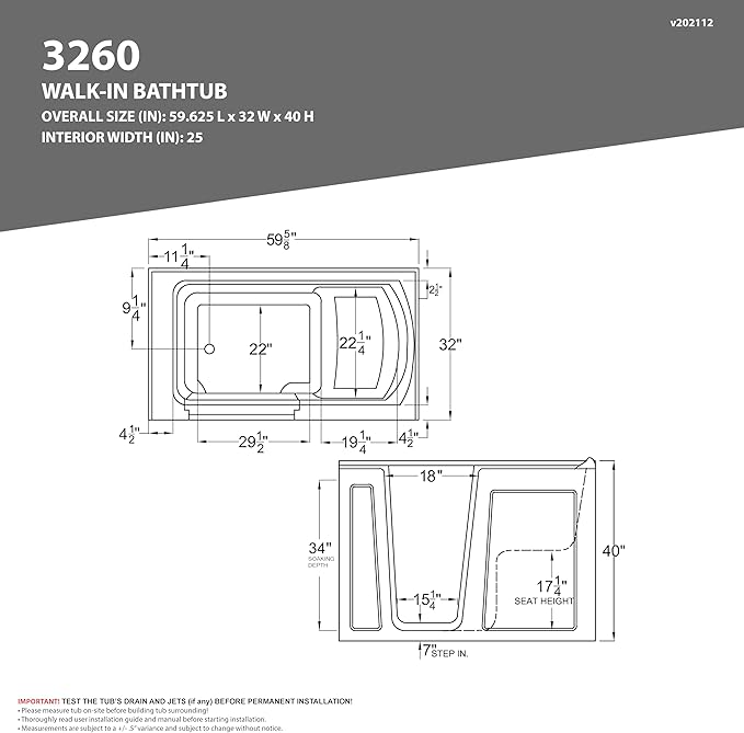 ANZZI Tubs Series Right Drain Quick Fill Walk-In Whirlpool Tub with Powered Fast Drain in White Finish 32 in. x 60 in. | AMZ3260RWH
