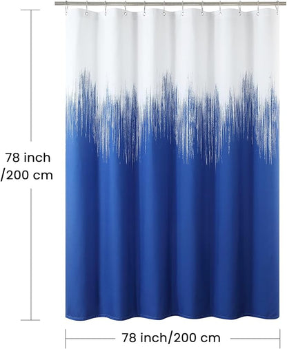 Long Fabric Shower Curtain, Royal Blue Microfiber Cloth Shower Curtains for Bathroom, Modern Waterproof Bathroom Curtains, 78" W x 78" H