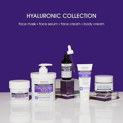 Advanced Clinicals Hyaluronic Acid Moisturizer Body Cream W/Vitamin E | Hydrating Cream & Body Lotion For Women & Men To Help Improve Look of Wrinkles, Dry Skin, Crepey Looking Skin, 16 Ounce