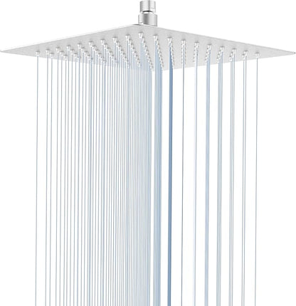 Rain Shower head, High Pressure Shower Head Made of 304 Stainless Steel, Relaxed Shower Experience Even at Low Water Flow and Pressure (10" Brushed Nickel)