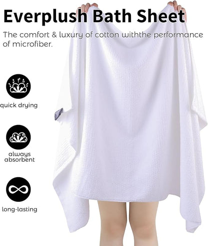 Everplush Diamond Collection Oversized Bath Towel – 1 Pieces, Super Soft & Highly Absorbent, Quick-Drying & Extra Large. Perfect for Bathroom, Pool, Swimming Use(White, 30" x 56" 1PK)