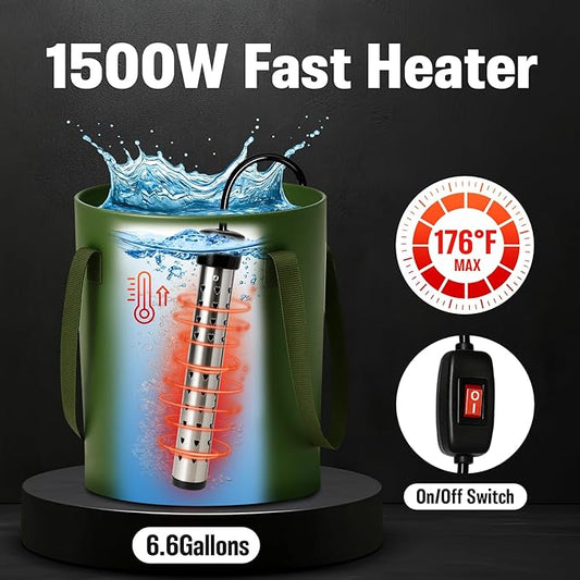 Portable Shower for Camping, 6000mAh Rechargeable Camp Shower Pump with Large Capacity Foldable Bucket, Filtered Shower Head, Outdoor Camp Shower Pump for Hiking, RV, Traveling, Car Washing, Pet Bath