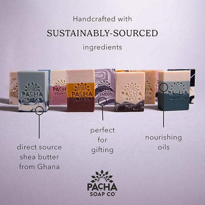 Pacha Soap Co. Bar Soap, Pacha Peaces Calm Bundle - Essential Oil All Natural Handcrafted Soap Sampler, Body, Face, and Hand Wash, Moisturizing and Cleansing Healthy Handmade Bar Soap 2-pack