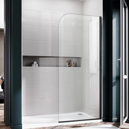 Glass Shower Panel, 30" W x 78" H Semi-Framed Fixed Shower Glass Panel in Matte Black with 5/16"(8mm) Clear Tempered Glass Door, Simple Shower Door Panel for Bathroom