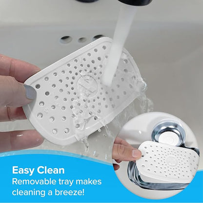 SlipX Solutions Strong Hold Soap Saver, Suction Cup Soap Holder, Must Have Universal Kitchen & Bathroom Shower Accessories (Chrome Finish, Single Tray)