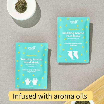 Relaxing Aroma Foot Mask 6 Pairs | Soothes & Restores Tired, Dry Feet | Hydrating Foot Treatment for Cracked Heels & Rough Skin | Home Spa Pedicure Socks | Made In Korea (Peppermint)