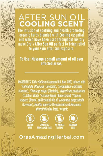 Ora's Amazing Herbal Travel Size After Sun and Shave Oil for Women & Men, Sunburn Relief, Botanical Moisturizer with Nourishing Herbs and Essential oils, Razor Burn, 2 oz with Pump