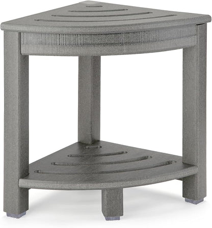 HDPE Corner Shower Stool,Shower Bench Seat with Storage Shelf for Shaving Legs Plastic Spa Bath Step Foot Rest for Bathroom Small Place (Grey)