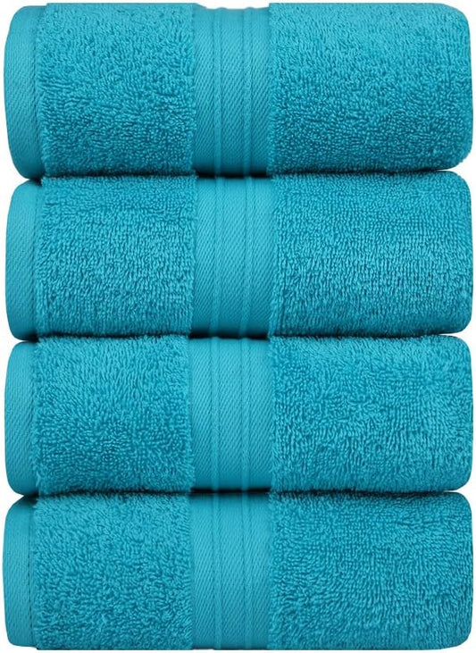Hand Towels Set of 4 - Extra Soft &%100 Cotton, Large (16"x 28") Decorative, Luxury, Plush - Versatile, Perfect as Hotel Quality Towel, Soft Face Towels, Large Hand Towels - Turqoise