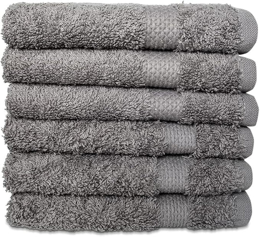 Hencely Premium 6-Pack Washcloths 12x12 Inches Soft Turkish Cotton High Absorbent and Quick Dry Dishtowel for Kitchen and Bath (Wash Cloth 6 Pack, Gray)