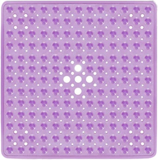 ENKOSI Square Anti Slip Shower Mat - 21x21 Clear Purple, Ideal for Elderly - No Slip, Nonslip